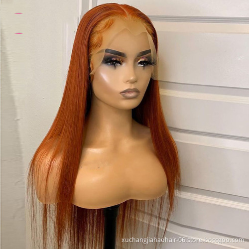 WR Ginger Red Blonde Orange Color Natural Brazilian Human Hair Lace Front Wigs Pre Plucked Virgin Ginger Wigs